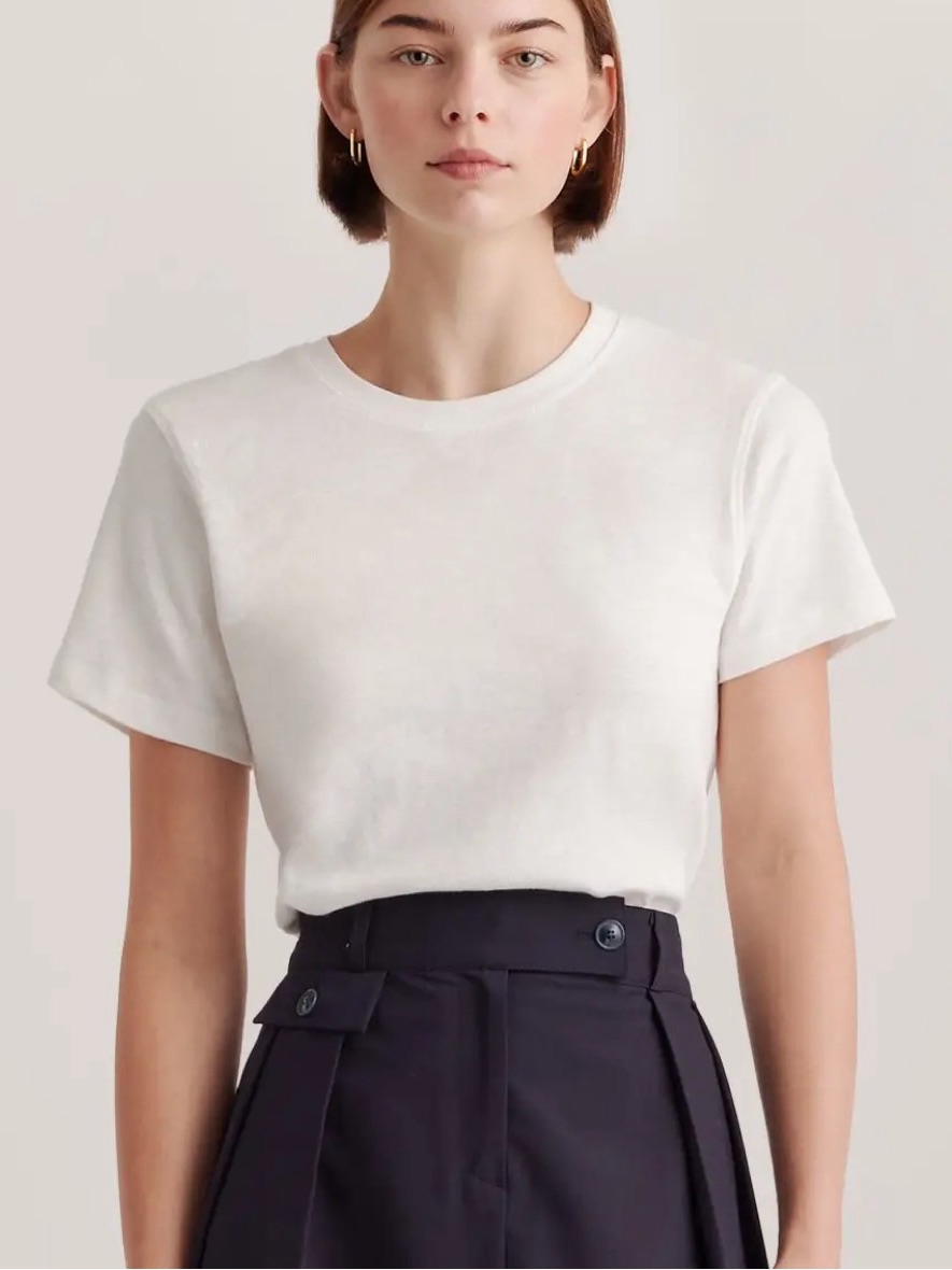J. Crew White Vintage Slub Cotton Crewneck Tee, Size Xl